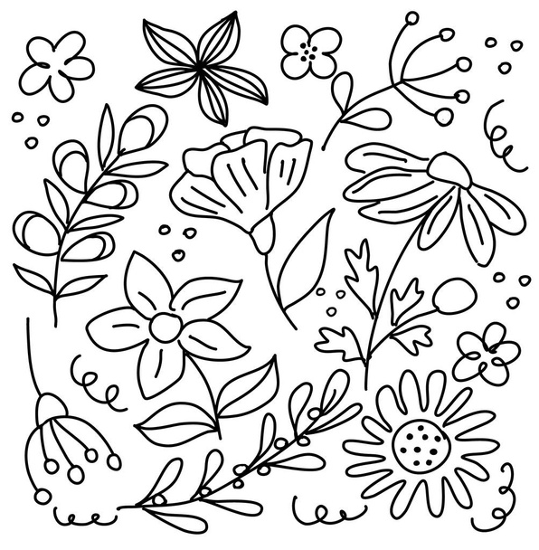 Set of flowers isolated on white. Vector illustration - Vektor, obrázek