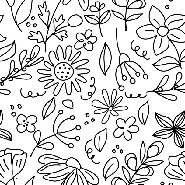 Seamless pattern of flowers isolated on white. Vector illustration - Vektor, kép