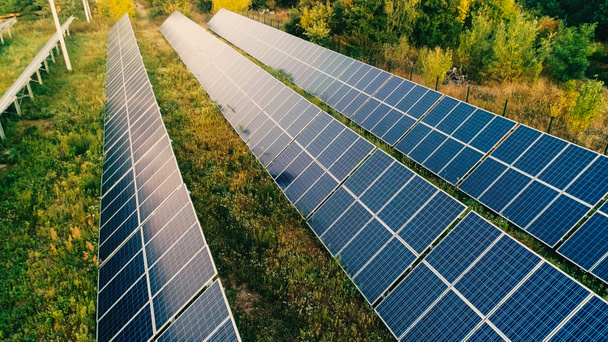 Aerial view of solar panels on field - Valokuva, kuva