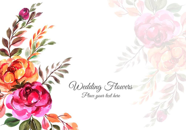 	Ornamental hand draw colorful wedding flowers card template - Vector, Image