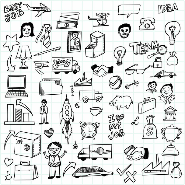 Beautiful hand draw doodle sketch icon set design - Vector, Image