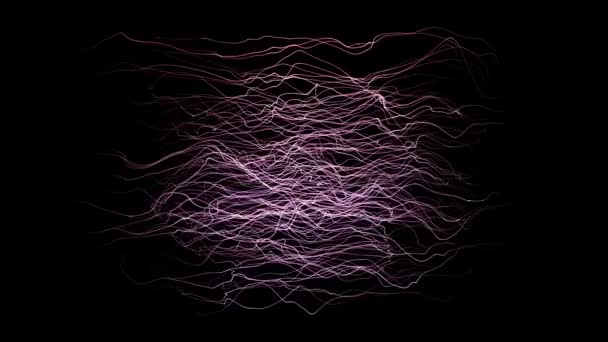 Abstract Strings Waving Fx Achtergrond Loop / 4k animatie van een abstracte technologie visuele fx achtergrond met diepte van het veld en gekleurde snaren en lijnen zwaaien soepel en naadloos lussen - Video