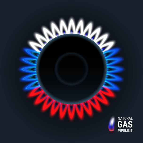 Queimador de gás colorido cor azul vermelho branco - Vetor, Imagem