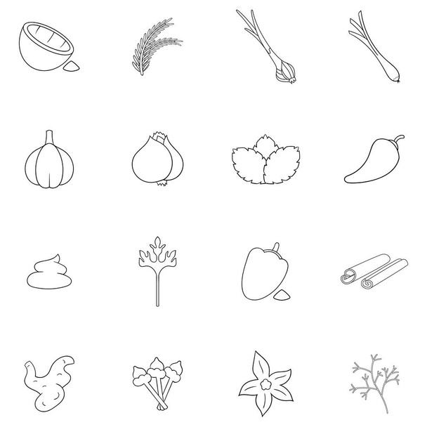 Spice icon set outline - Vettoriali, immagini