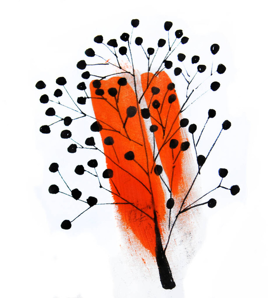 black branches and leaves on a colored background - Fotó, kép