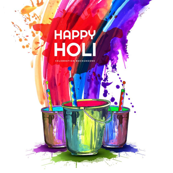 Celebration of colorful happy holi card background - Vector, Image