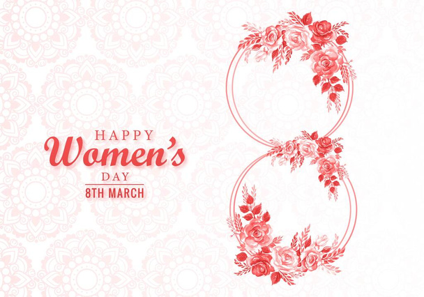 Decorative flowers 8th of march womens day card background - Vector, Image