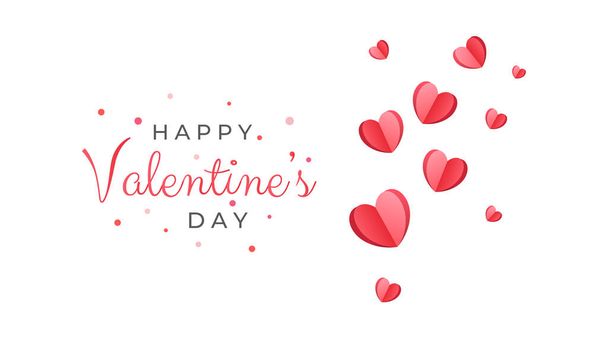 Valentines Day Background Design with Heart Stickers Scattered. Papers heart on white background - Vector, afbeelding