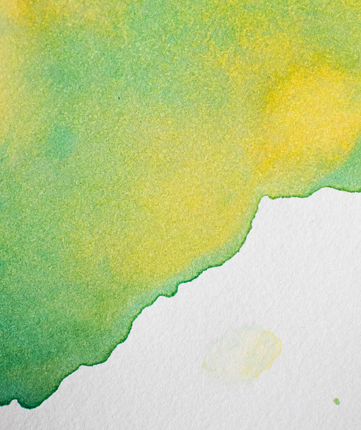 Yellow and green paint Abstract art background texture watercolor on paper Modern design of posters, cards, invitations, wallpapers - Photo, image