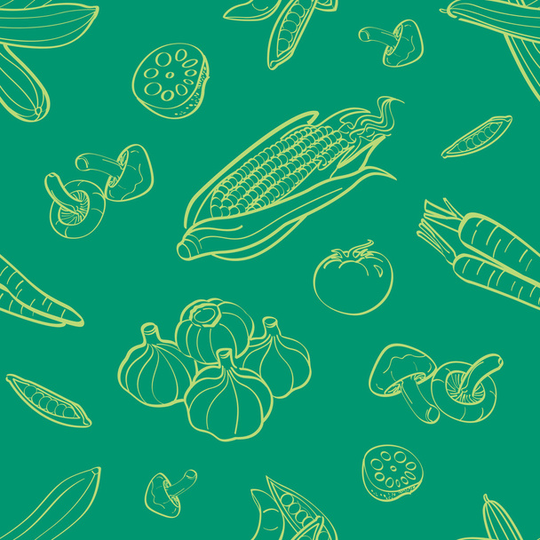 Vegetables Seamless Background - Vector, Image