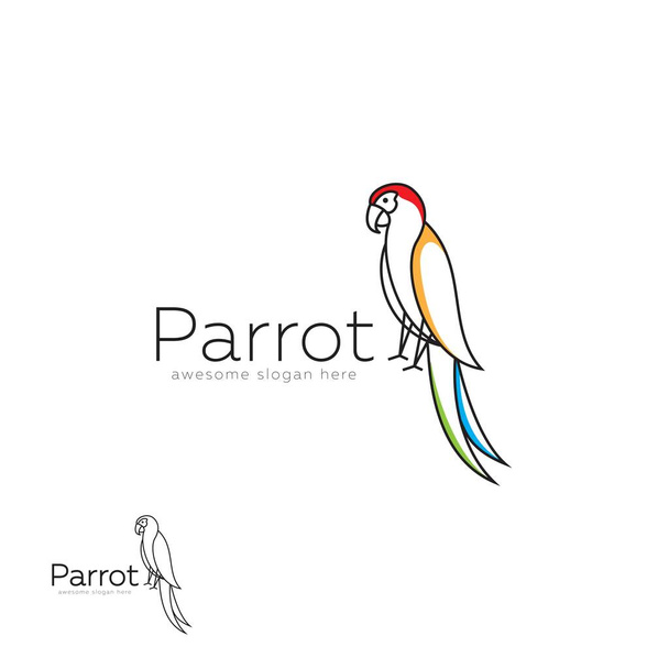 parrot bird logo, line art parrot vector, modern bird,icon, minimalist,template - Vektor, Bild