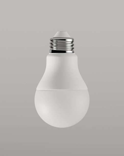 moderna bombilla led de ahorro de energía aislada sobre fondo blanco en el estudio, artículos para el hogar, representación 3d - Foto, Imagen