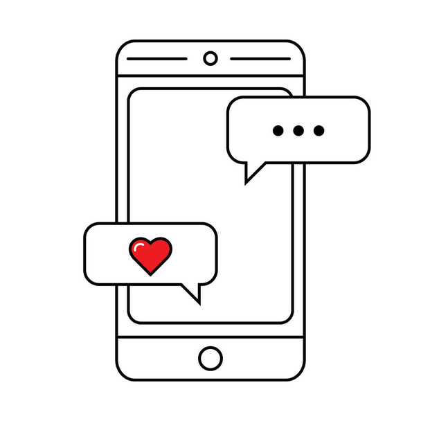 Smartphone love chat bubbles. Line icon for infographic, website or app. - Vector, Image