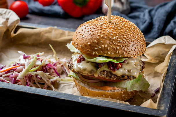 Tasty Burger with meat - Фото, изображение