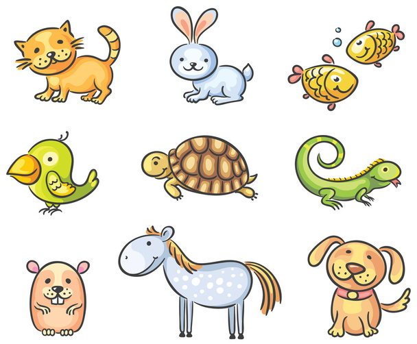 Cartoon pet animals - Vector, Image