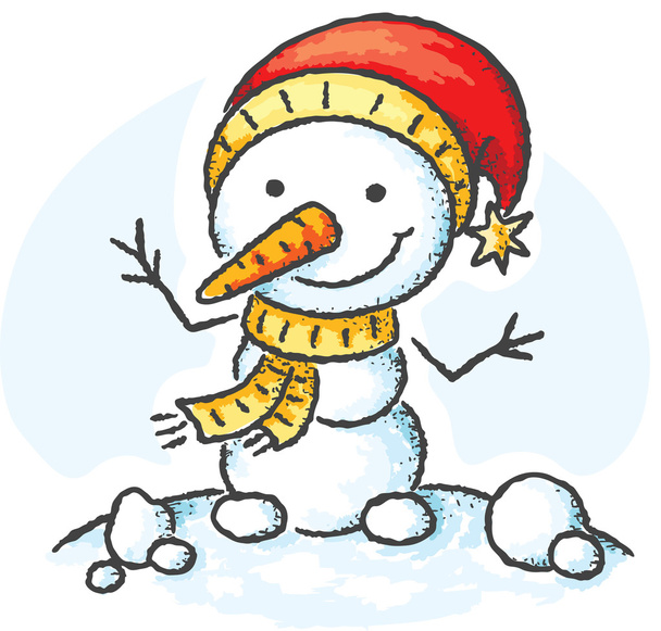 Snowman in a Santa hat - Vector, Image