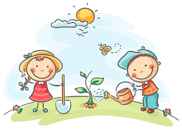 Aktivitäten für Kinder im Frühling - Vektor, Bild