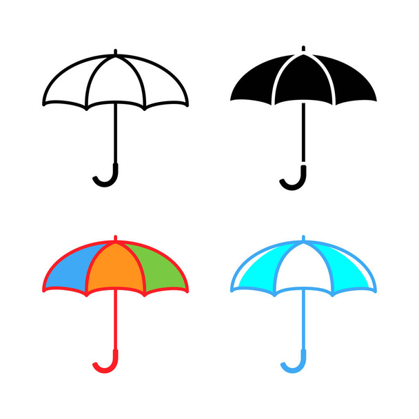 Umbrella icon. Open umbrella in different styles. Illustration for mobile apps, web. Water or sun protection symbol. Vector - Vektor, obrázek