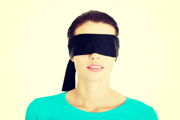 Portrait of the young woman blindfold - Foto, Imagen