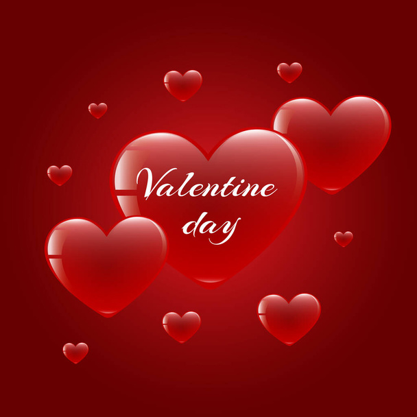 Red Blur Hearts Valentine day background. Vector illustration EPS10 - Vector, Image