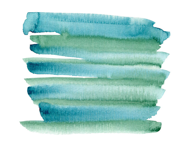 Bright green and blue watercolor brush strokes - Photo, image