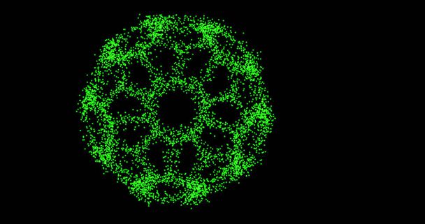 Abstract technology green circles from dots, circles of particles. blend mode - Фото, изображение