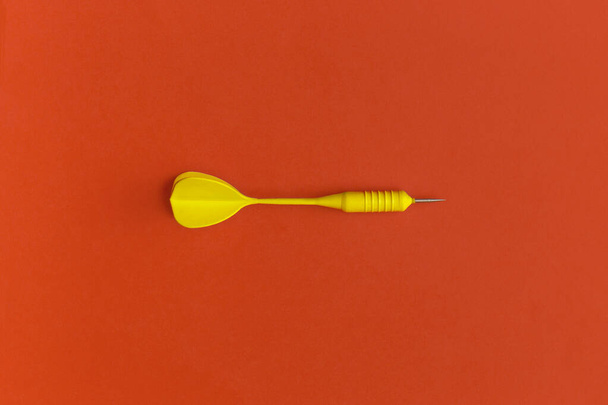 Dart on a red background. Top view. Flat lay. - Fotografie, Obrázek