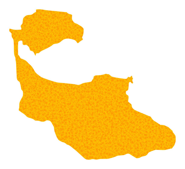 Golden Vector Map of Tiran Island - Vektör, Görsel