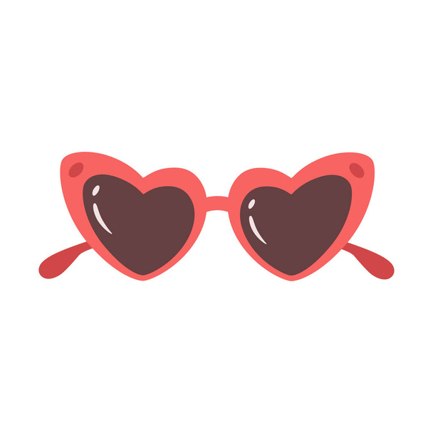 Glasses in heart shape. Retro glasses. Valentines Day element. Vector illustration - ベクター画像