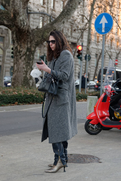 Milan Man Fashion Week January 2022 - Guests on the street of Milan before DISQUARED2 fashion show - Fotografie, Obrázek