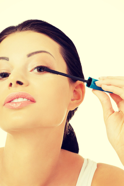 Woman face with mascara brush - Foto, Imagem