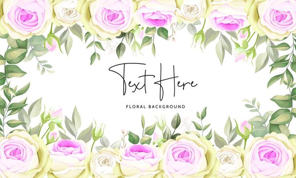 Beautiful hand drawn roses floral background - Vector, Image