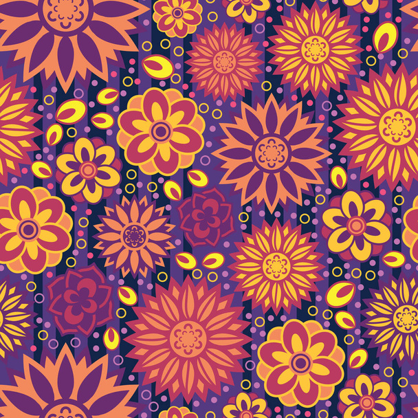 A set of beautiful and simple geometrical blossoms in full color. A seamless surface pattern design using floral things as the main elements. - Zdjęcie, obraz
