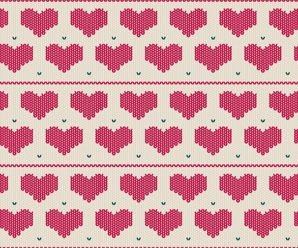 This is a knitting style love seamless pattern for fabric,Heart pattern background vector images for valentines day - Vecteur, image