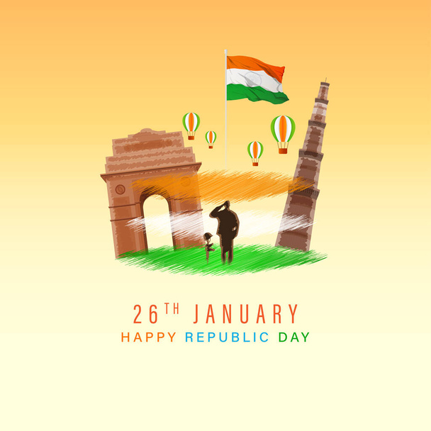 векторная иллюстрация ко Дню индийской счастливой республики - Вектор,изображение