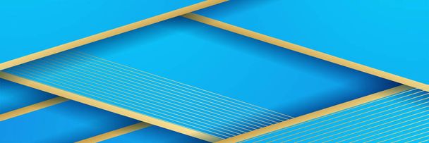 Modern blue and gold abstract banner background - Vector, afbeelding