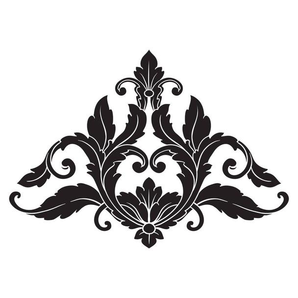 Border and Frame with baroque style. Ornament elements for your design. Black and white color. Floral engraving decoration for postcards or invitations for social media. - Vektor, Bild