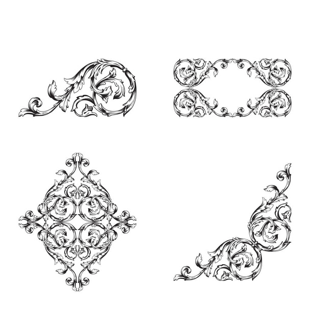 デザイン、ベクトルイラストのためのヴィンテージ要素の古典的なバロックベクトルセット - ベクター画像