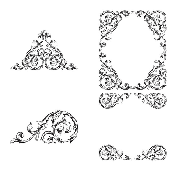 Ensemble classique baroque vectoriel d'éléments vintage pour le design, illustration vectorielle - Vecteur, image