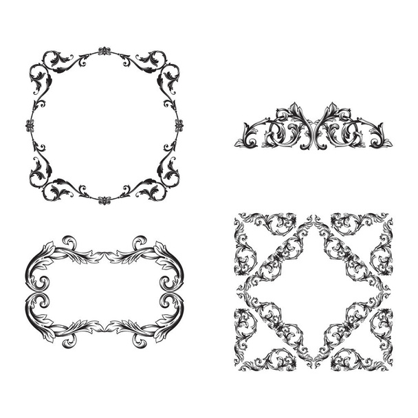 Conjunto vetorial barroco clássico de elementos vintage para design, ilustração vetorial - Vetor, Imagem