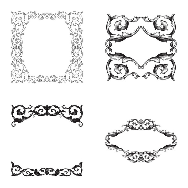 Klasszikus barokk vektor készlet vintage elemek design, vektor illusztráció - Vektor, kép