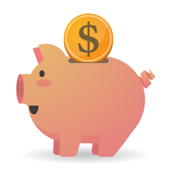 Piggy bank with a currency sign - Vector, imagen
