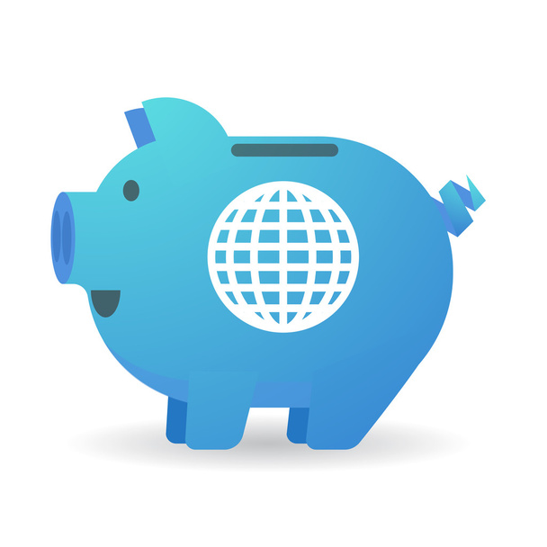 Piggy bank with a world map - ベクター画像
