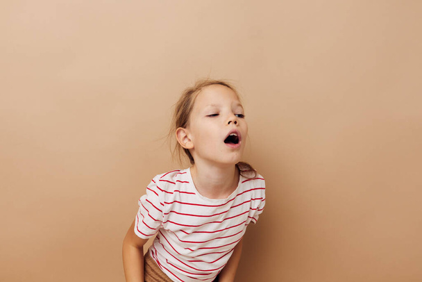 cheerful girl posing childhood fashion isolated background - Valokuva, kuva