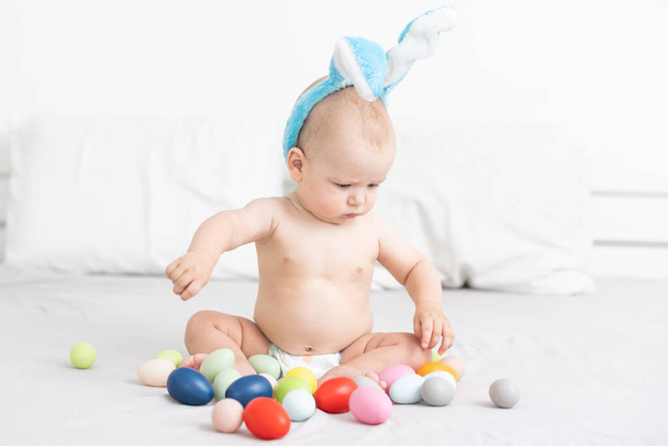 Cute little boy with bunny ears, Easter - Photo, Image