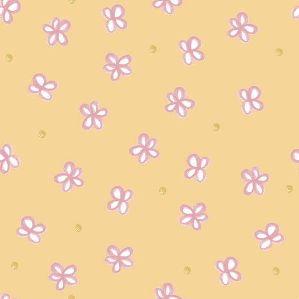 seamless doodle pattern background with hand draw flower from chalk colour , kids pattern - Вектор, зображення