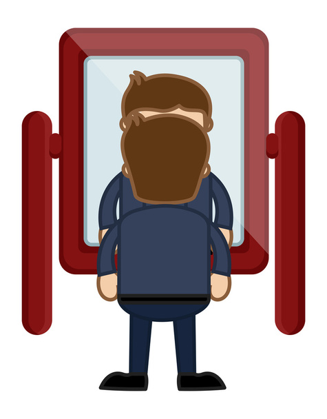 Looking at Mirror - Vector Character Cartoon Illustration - Vector, Image