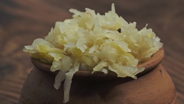 Fresh homemade sauerkraut in a bowl - Footage, Video