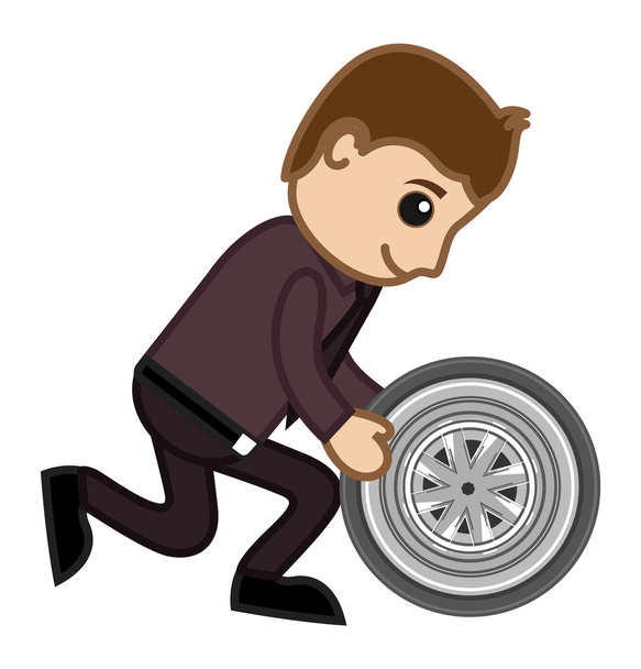 Vector de dibujos animados - Cambiar la rueda del vehículo
 - Vector, imagen