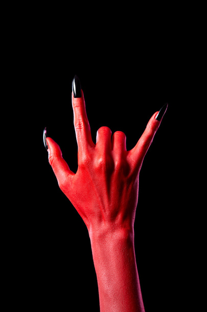 Devil hand showing heavy metal gesture - Fotoğraf, Görsel
